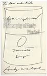 Andy Warhol Sketches His Famous Campbell's Soup Can -- Drawn Upon a Signed First Edition of ''The Philosophy of Andy Warhol''